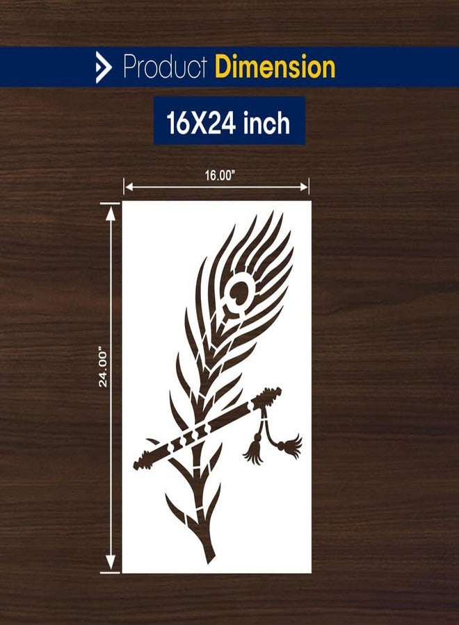 ARandNJ Stencil for Wall Painting (Size:- 16 X 24 Inch) Theme-Lord Krishna Flute Print DIY Reusable Painting Design Suitable for Bedroom, Entrance Room, Drawing Room, Living Room Stencil (Pack of 1) - Image 2